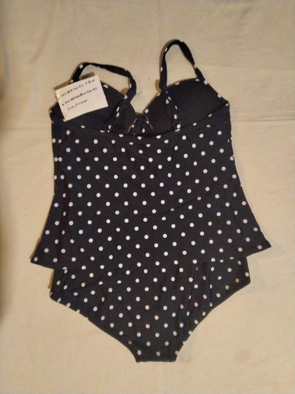 Polka Dot Black One-Piece Swimsuit with Built-In Bra - Picture 2 of 6